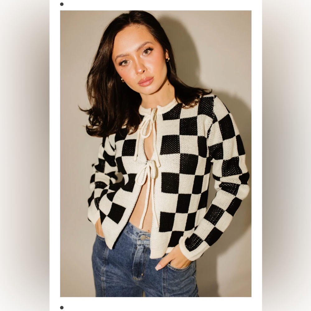 Checkered Black and White Cardigan